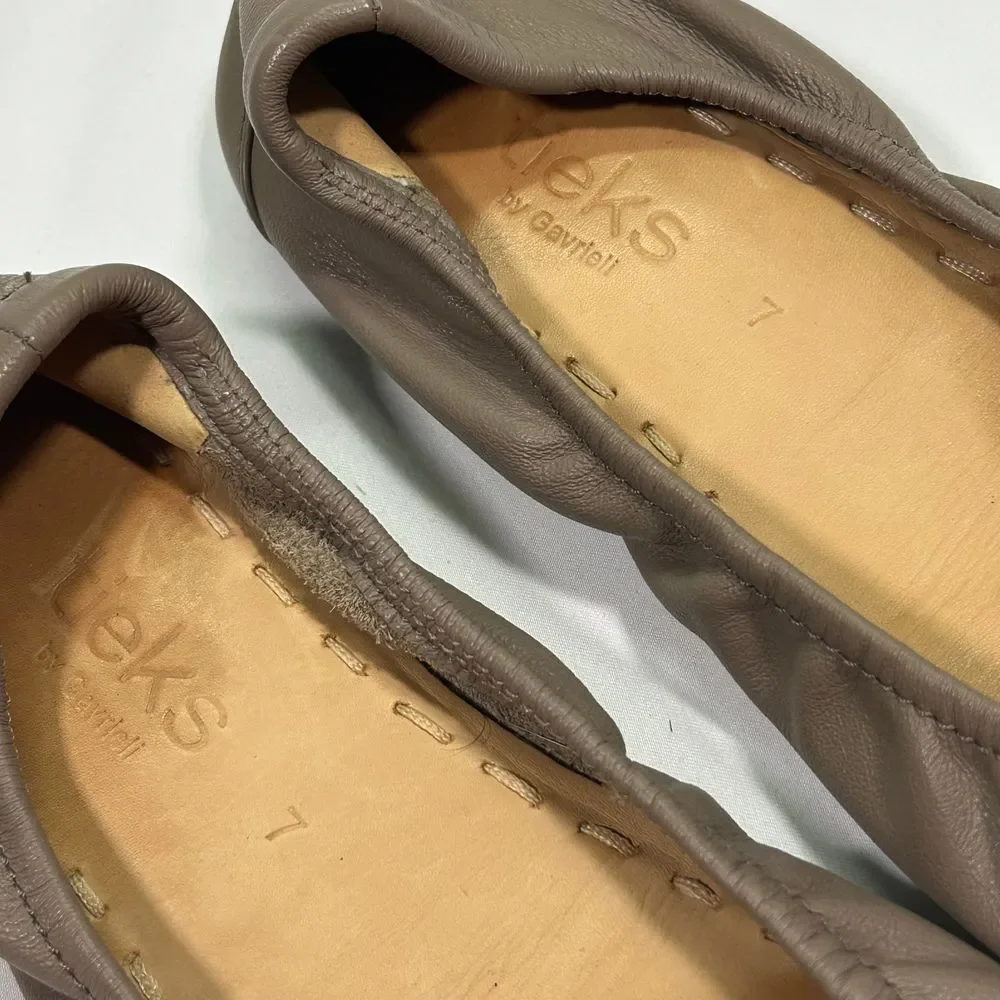 Tieks by Gavrieli Taupe Leather‎ Ballet Flats Foldable Comfort Travel Shoes 7